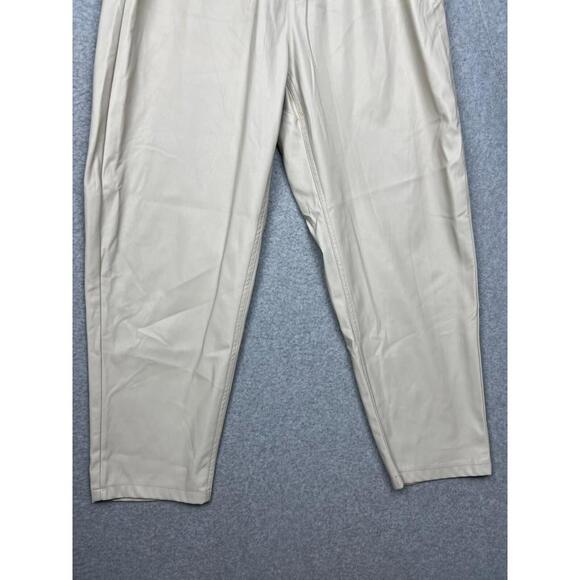 90s Zara High Waist Paper Bag Wide Leg Faux Leather Pants Womens Size 8 Oversize - Picture 5 of 12